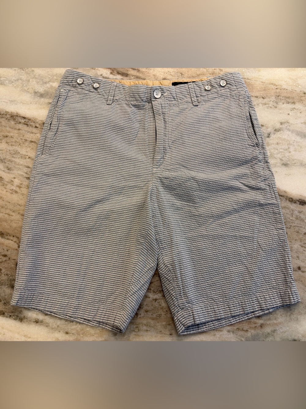 Rag & Bone Seersucker Striped Blue White Cotton Shorts Men’s 30 W